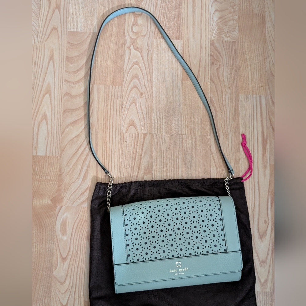Kate Spade Crossbody Perri Lane Shoulder Bag Eyelet Dusty Mint